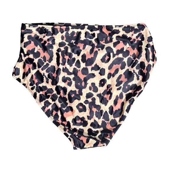 NWT 2 Piece Leopard Print High Waisted Tummy Control Ruffle Off Shoulder Medium - Picture 4 of 6